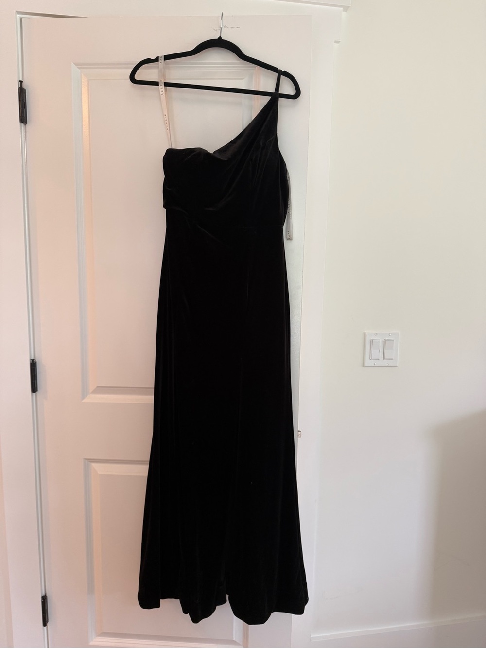 Azazie One-Shoulder Black Velvet Gown